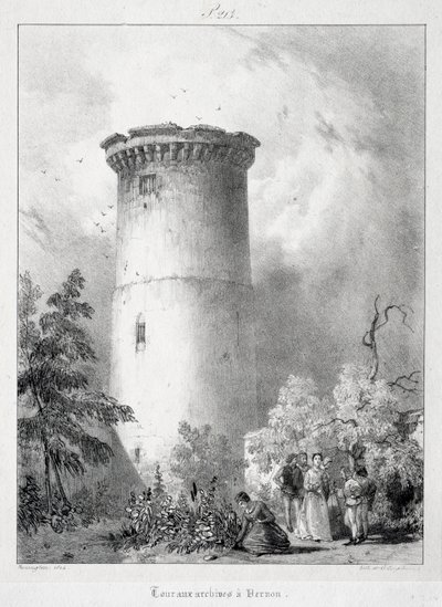 Pittoreske en Romantische Reizen in het Oude Frankrijk, Normandië: Toren bij de Archieven in Vernon door Richard Parkes Bonington