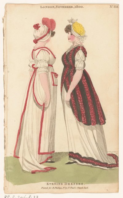Magazine of Female Fashions of London and Paris, London, November, 1800, No. 33.1: Evening Dresses door Richard Phillips