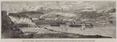 De burgeroorlog in Amerika, inscheping van een deel van het leger van de Potomac in Alexandria, nabij Washington door Richard Principal Leitch