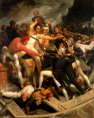 Nelson in conflict met een Spaanse sloep, juli 1797 door Richard Westall