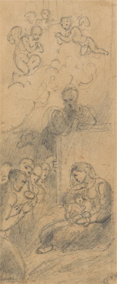 De Geboorte van Christus (Lucas 2:15) door Richard Westall