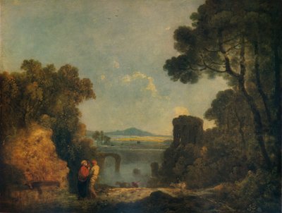 Italiaans rivierlandschap met een gebroken brug, ca. 1779, 1938 door Richard Wilson