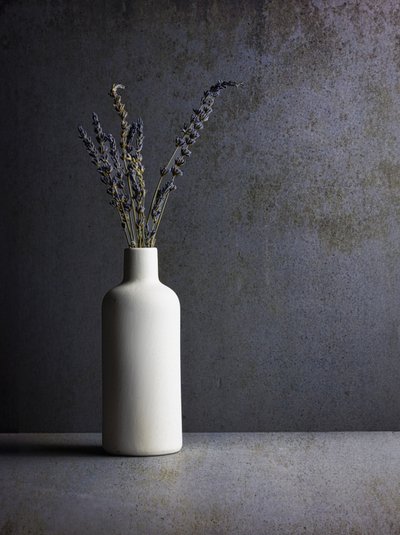 Minimalistisch lavendelstilleven door Rob Ryan