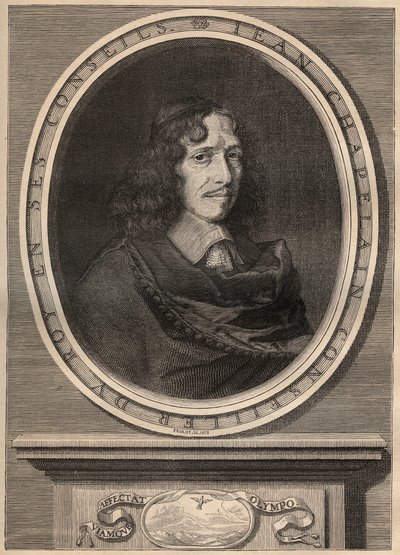 Portret van Jean Chapelain (1595-1674), Franse dichter - Gravure - Jean Chapelain (1595-1674) dichter en literair criticus - Gravure door Nanteuil en gegraveerd door Peulot door Robert (after) Nanteuil