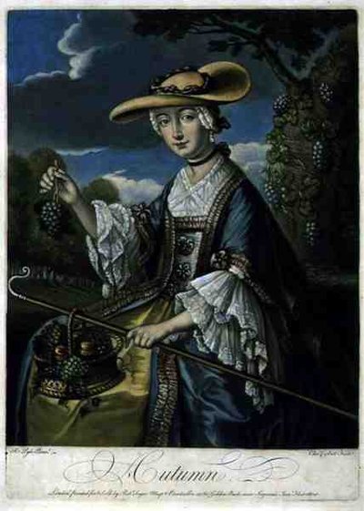 Herfst, gegraveerd door C. Corbutt (Richard Purcell), uitgegeven door Robert Sayer, c.1760 door Robert (after) Pyle