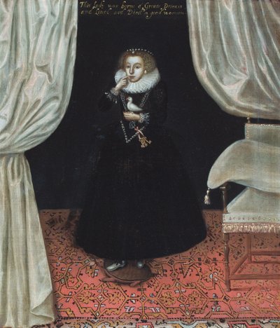Portret van een dame (olieverf op doek) door Robert (circle of) Peake