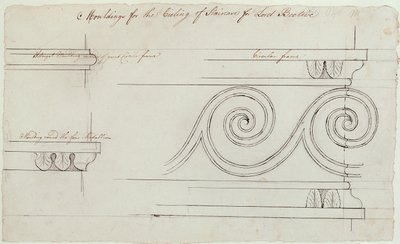 Ontwerp voor de lijsten op de trap, Headfort House, 1772 door Robert Adam