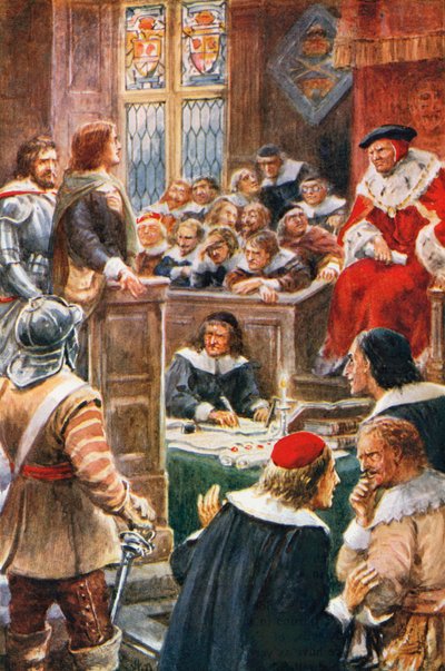 Het proces van Christian en Faithful (kleurenlitho) door Robert Ambrose (after) Dudley