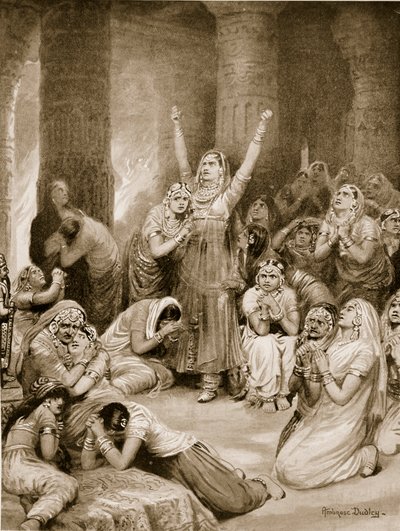 De Rajput ceremonie van Jauhar (holocaust) door Robert Ambrose Dudley