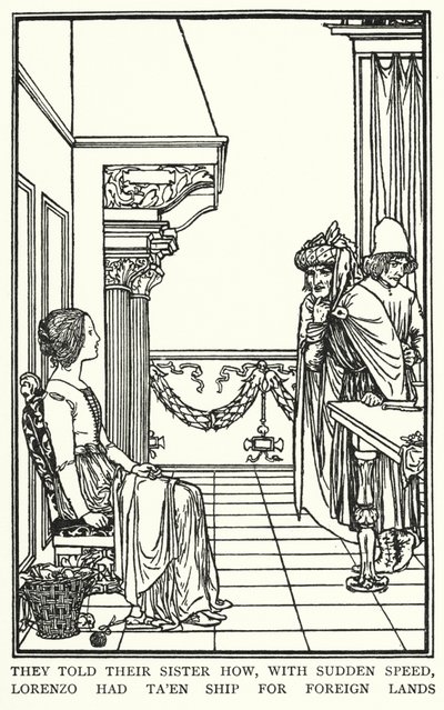 Illustratie voor Gedichten van John Keats: Isabella of De Basilicum Pot (litho) door Robert Anning Bell