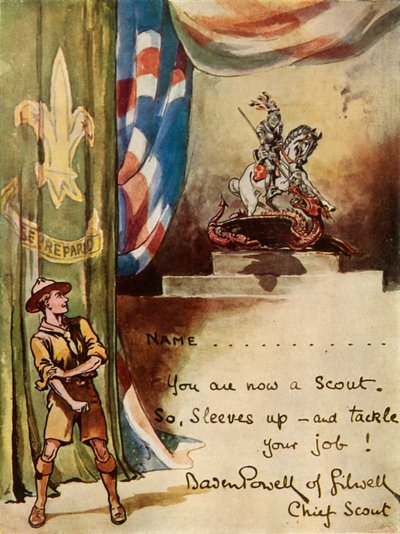 Ontwerp voor inschrijvingskaart scouts, 1944 door Robert Baden Powell