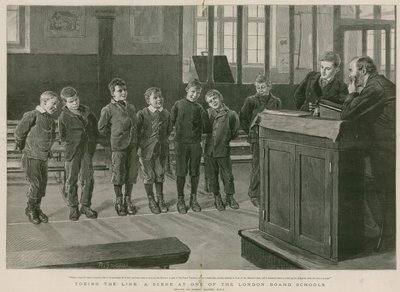 Op de lijn staan: Een scène uit een van de Londense Board Schools door Robert Barnes