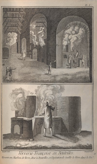 Glasblazen. Uit Encyclopédie door Denis Diderot en Jean Le Rond d