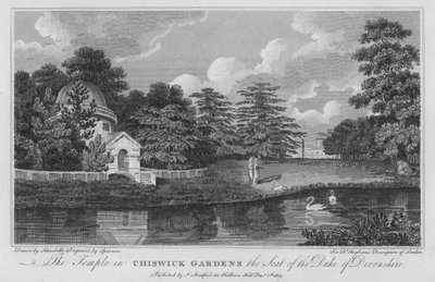De Tempel in Chiswick Gardens, het landgoed van de Hertog van Devonshire door Robert Blemell (after) Schnebbelie