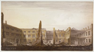 Blackwell Hall tijdens de sloop, City of London door Robert Blemmell Schnebbelie
