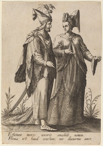 Efficiunt mores uxoris... door Robert Boissard after Jean Jacques Boissard
