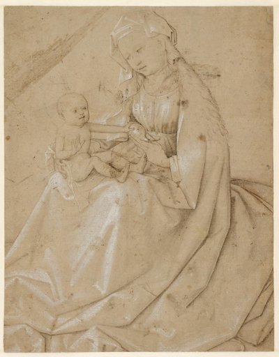 Madonna met Christuskind dat een peer vasthoudt door Robert Campin
