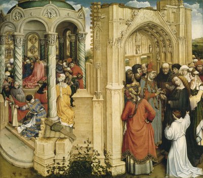 Het huwelijk van Maria en Jozef, ca. 1420 door Robert Campin