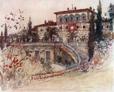 De Villa Palmieri (kleurenlitho) door Robert Charles Goff