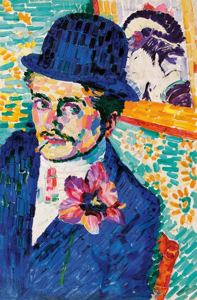 Man met een Tulp (Portret van Jean Metzinger) door Robert Delaunay