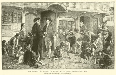 De oorsprong van zondagsscholen, Hare Lane, Gloucester, 1780 door Robert Dowling