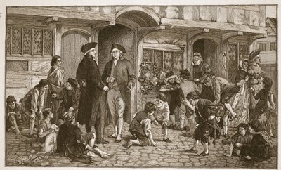 De oorsprong van Zondagscholen: Hare Lane, Gloucester, 1780, illustratie uit 