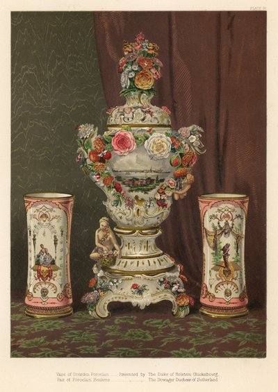 Dresden porselein en porseleinen bekers, huwelijkscadeaus (chromolitho) door Robert Dudley