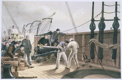 Het verbinden van de kabel na het eerste ongeluk aan boord van de Great Eastern, 25 juli door Robert Dudley
