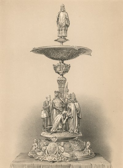 Het middenstuk in zilver, het geschenk van Hare Majesteit in naam van ZKH de Prins en de Koningin (chromolitho) door Robert Dudley
