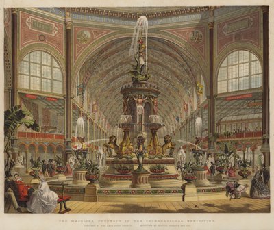 De Majolica Fontein op de Internationale Tentoonstelling (kleurenlitho) door Robert Dudley