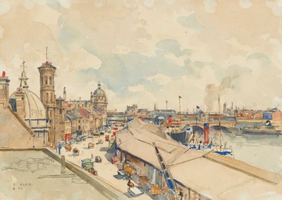Bij de Clyde (potlood en aquarel) door Robert Eadie