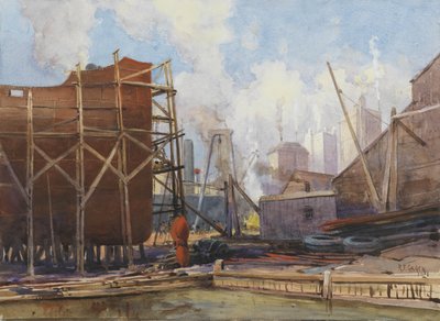 Scheepsbouw in Toronto, 1918 door Robert Ford Gagen