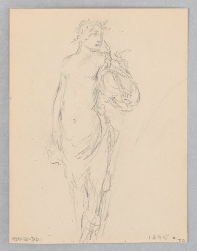 Studie voor een staande vrouw, "Moods to Music," Mendelssohn Glee Club, New York, NY door Robert Frederick Blum