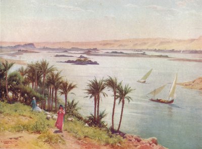 Eerste cataract vanaf Elephantine-eiland door Robert George Talbot Kelly