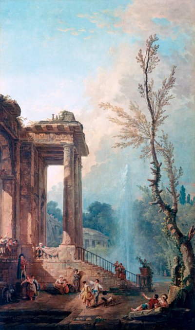 Het portiek van een landhuis door Robert Hubert