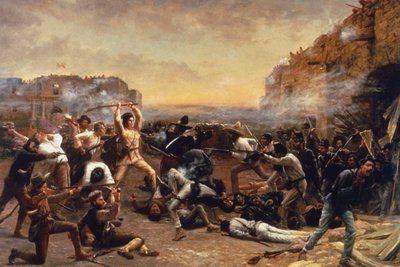 De val van het Alamo of Crocketts laatste stand door Robert Jenkins Onderdonk