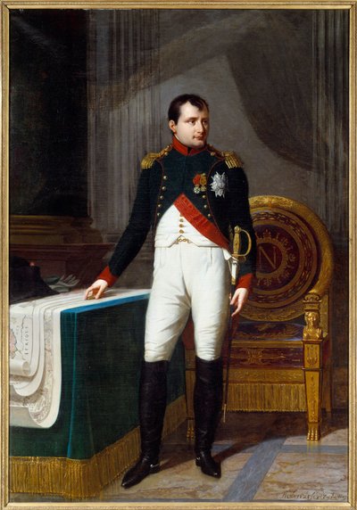 Portret van Napoleon I in uniform van kolonel van de jagers van de garde door Robert Lefevre