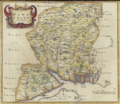 Kaart van Hampshire door Robert Morden