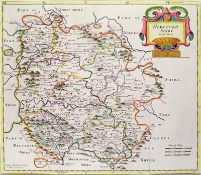 Kaart van Herefordshire, 1695 door Robert Morden