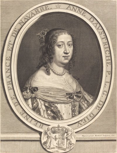 Anna van Oostenrijk, Koningin van Frankrijk en Navarra door Robert Nanteuil after Pierre Mignard I