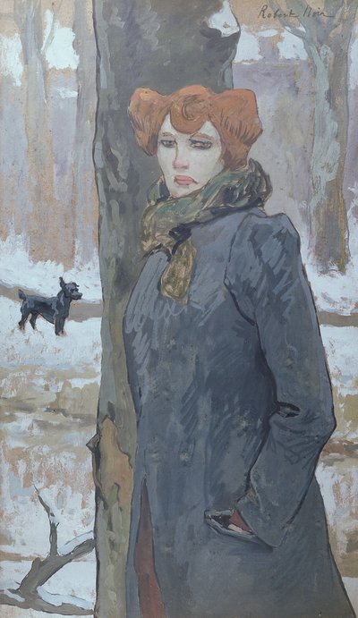 Een prostituee in een bos in de winter door Robert Noir