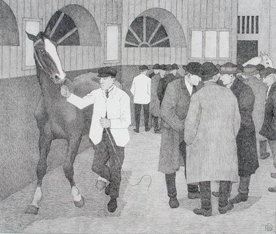 Paardenhandelaren bij de Barbican (Barbican No.2) 1921 door Robert Polhill Bevan