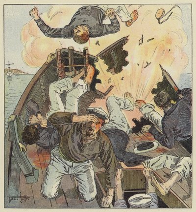 De sloep onder bevel van luitenant Pell wordt vernietigd door een torpedo door Robert Salles