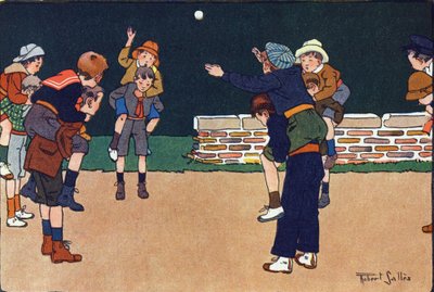 De cavaliere kogel. Gravure in "Waar spelen we mee?" door E. Weber met aquareltekeningen van Robert Salles (1871-1929). Librairie Garnier Freres, Parijs door Robert Salles