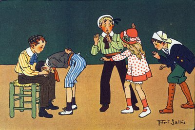 De warme hand. Gravure in "Waar spelen we?" door E. Weber met aquareltekeningen door Robert Salles (1871-1929). Librairie Garnier Frères, Parijs door Robert Salles