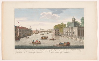 Gezicht op de rivier de Fontanka te Sint-Petersburg gezien vanaf de noordzijde door Robert Sayer (possibly)
