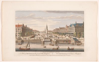 Gezicht op de Oudeschans te Amsterdam gezien vanaf het IJ door Robert Sayer