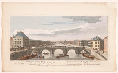 Gezicht op de Pont Royal over de rivier de Seine te Parijs, gezien richting de Pont Neuf door Robert Sayer