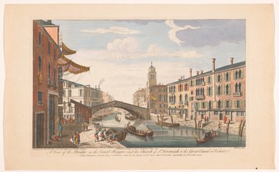 Gezicht op de Ponte delle Guglie over de Canale di Cannaregio te Venetië door Robert Sayer