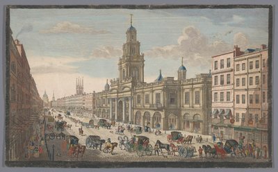 Gezicht op de Royal Exchange te Londen door Robert Sayer